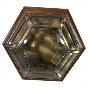 Plafoniera a forma esagonale in vetro molato e ottone